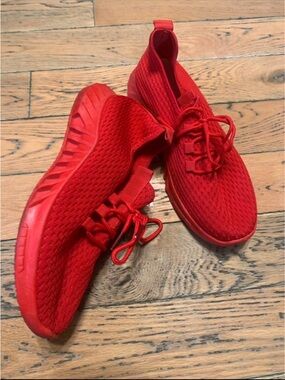 All-Red Knit Slip-On Athletic Sneakers